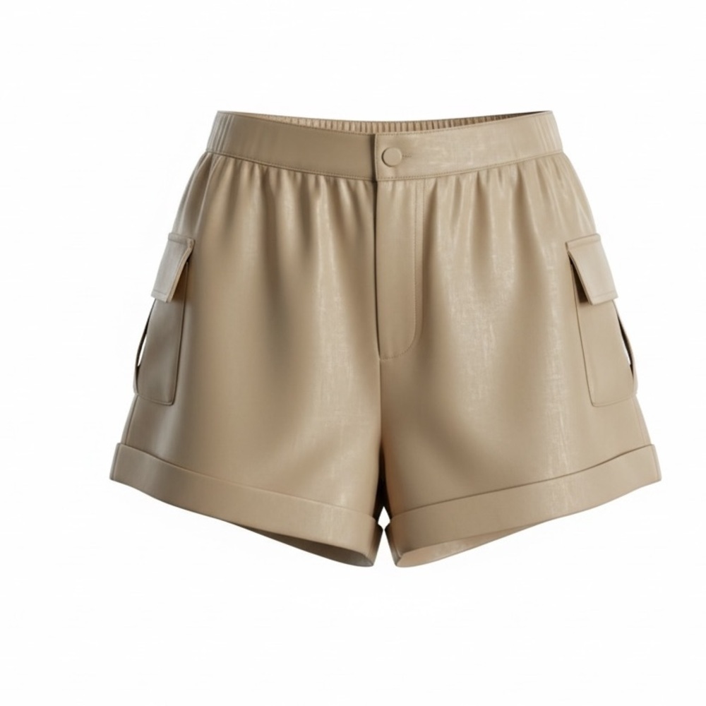 EESOME satin cargo shorts women’s small beige high rise NWT